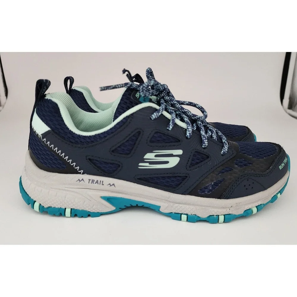 Skechers Run Trail Sneakers Womens 6.5 Navy Aqua 149821 Athletic Shoes VGC